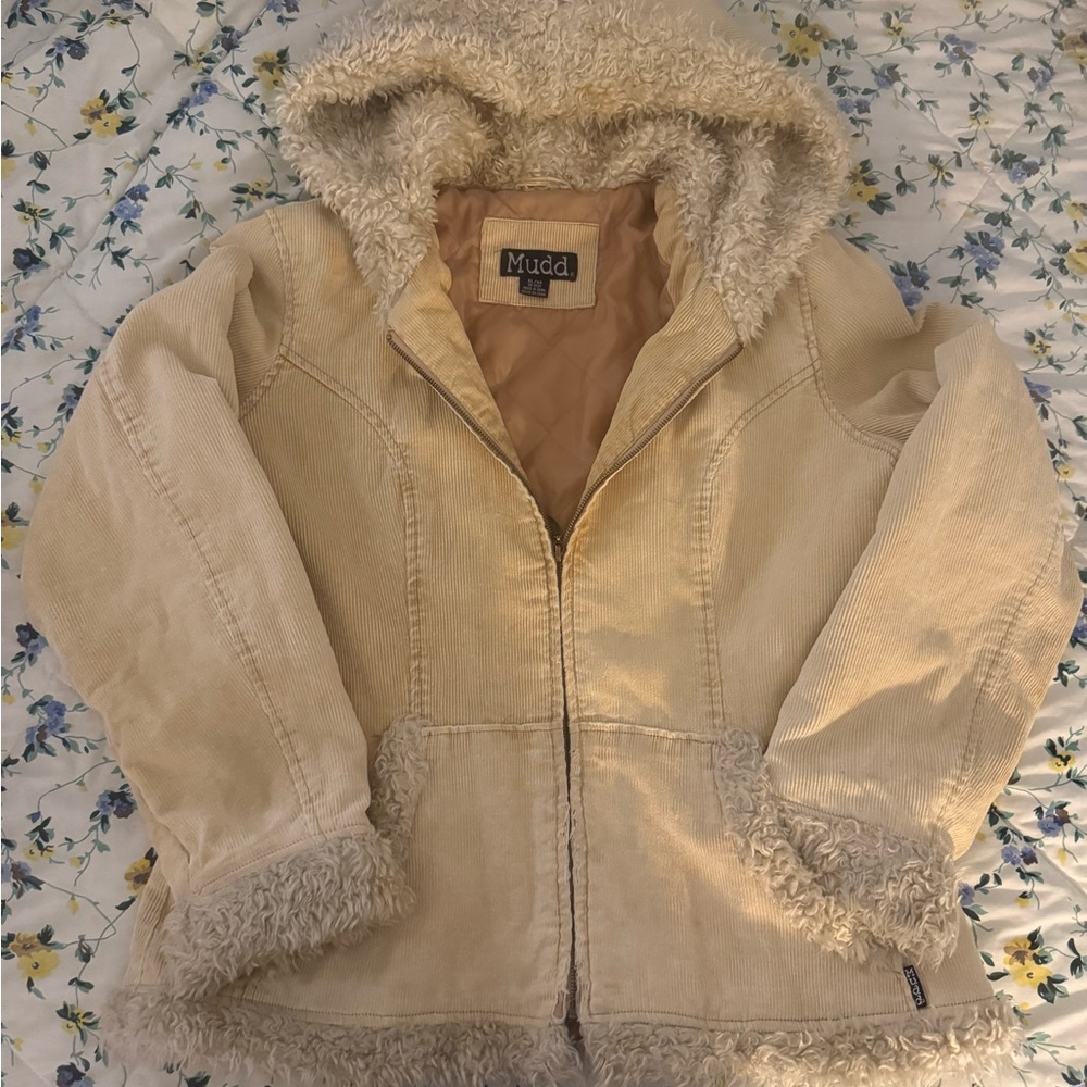 Mudd Women's Tan Teddy Jacket with Hood